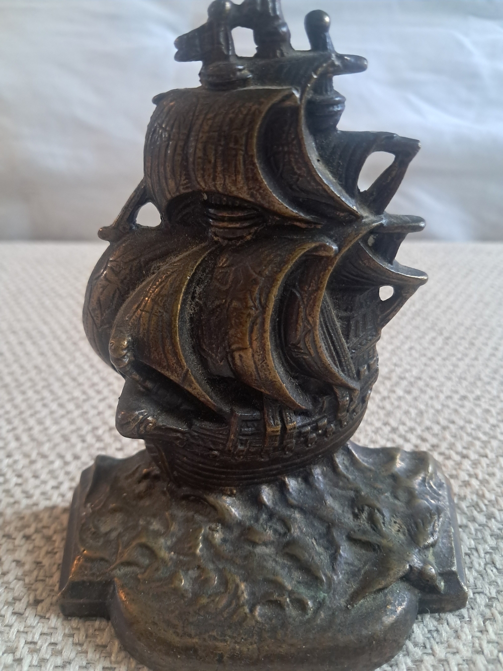 Antique Bronze Decorative Sailing Ship Sculpture - Home Art Accent